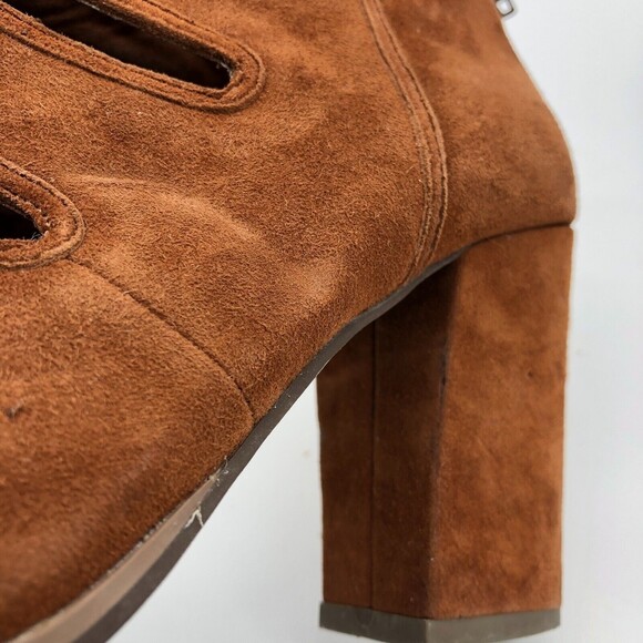 Seychelles Lagoon Heels Womens Size 8 Brown Shoes Leather Peep Toe Zip - Picture 7 of 8